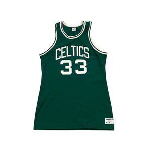 Vintage 1980's Sand-Knit Boston Celtics Larry Bird #33 NBA Jersey Green Medium
